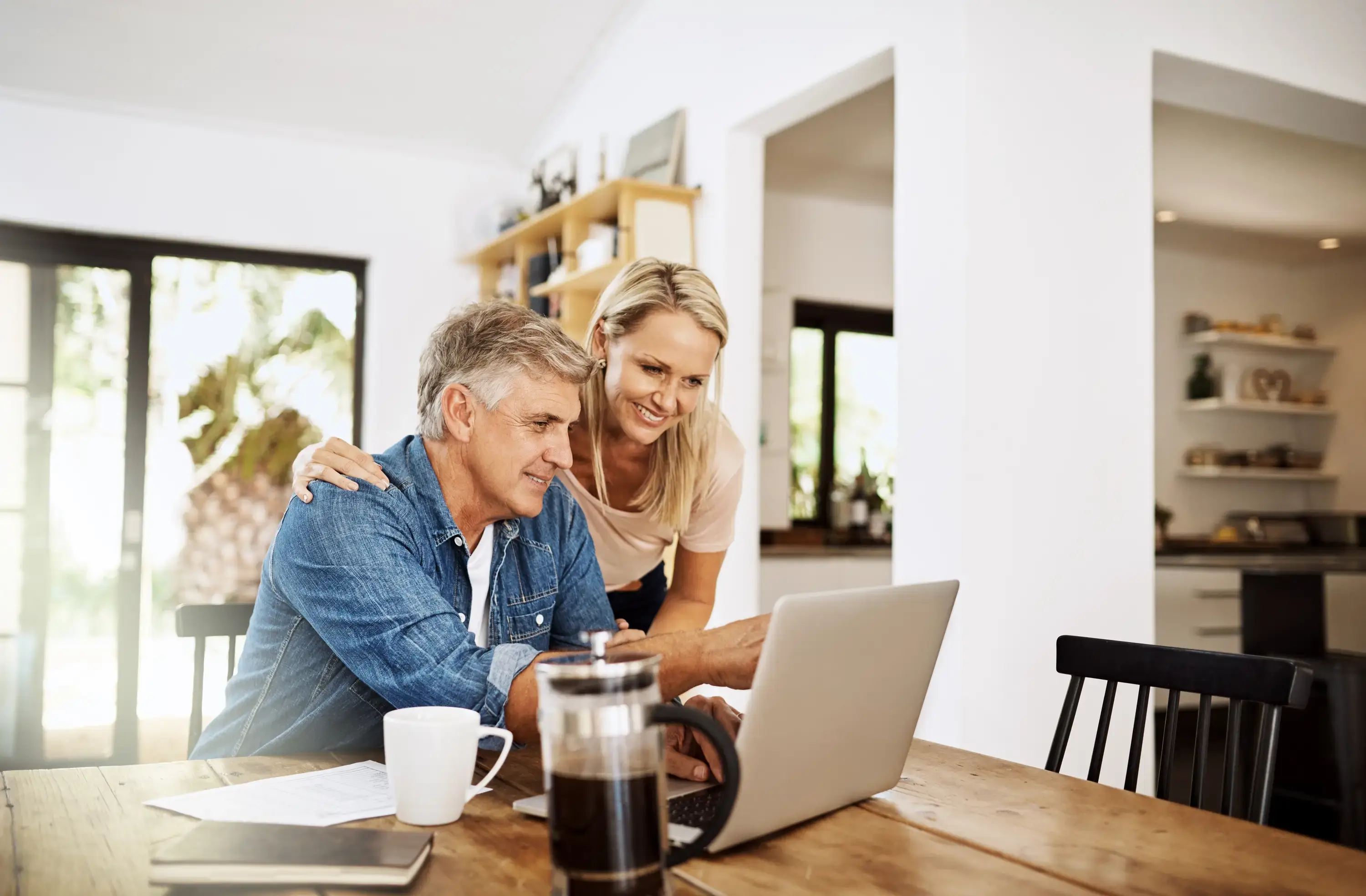 Couple looking at laptop